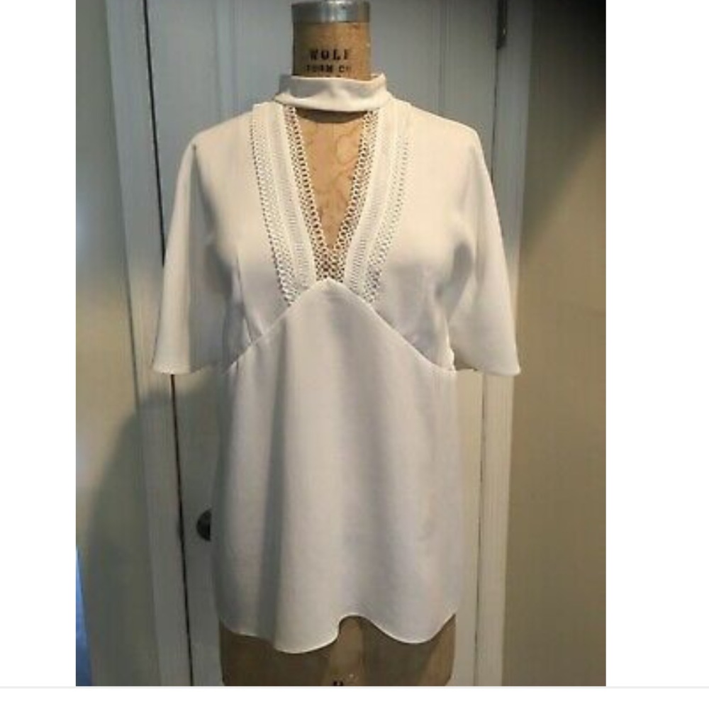 NWT Shoshanna Top White Lace Details Size M